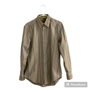 Robert Graham Shirt Medium Stripes Men Teenagers Cotton Hidden Gold Colorful
